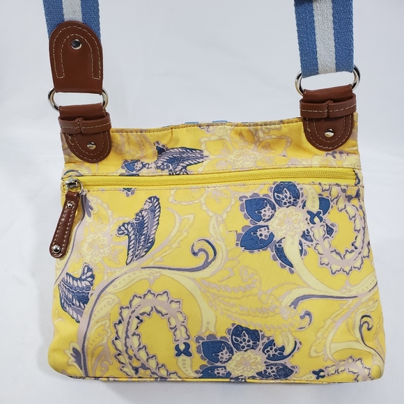 Tyler Rodan Crossbody Bag Yellow Blue Paisley Fab - Picture 3 of 8